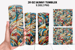 Skinny Tumbler 20oz Wrap Design, Stained Tumble PNG Design Product Image 1