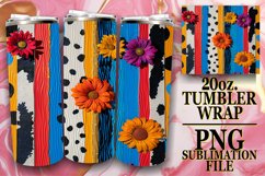 Colorful 3D Leopard and Flower Tumbler Wrap Patterns Product Image 1