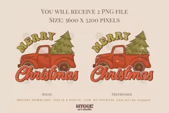 Merry Christmas Sublimation | Retro Christmas Truck PNG Product Image 2