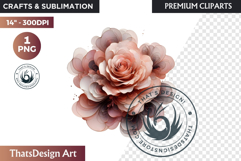 Pink Rose Gold flower Clipart, Abstract Flowers Wedding PNG Product Image 1