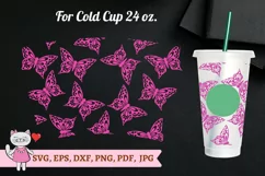 Butterfly Tumbler svg for Full Wrap Venti Cold Cup 24 oz Product Image 1