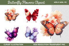 Butterfly Flowers Sublimation PNG Product Image 1