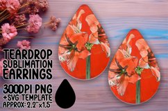 Bright Floral Design Teardrop Earring PNG Product Image 1
