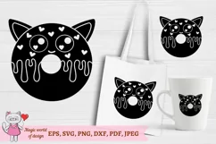 Donut cat SVG cut file Kawaii for Baby shower Silhouette Product Image 1