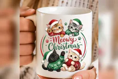 Meowy Christmas PNG, Cute Christmas Cat Design, Santa Kitten Product Image 4