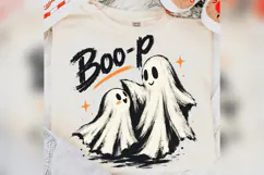 Boo-P Ghost Halloween PNG, Cute Spooky Ghost Duo Shirt Desig Product Image 5