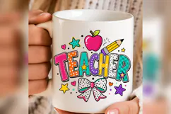 Colorful Teacher PNG, Back to School Teacher Design, Apple Product Image 5