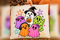 Cute Halloween Ghost PNG, Colorful Witch Ghost Pumpkin Desig Product Image 2