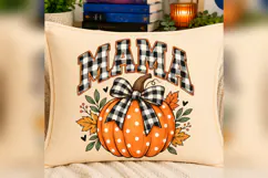 Mama Pumpkin PNG, Buffalo Plaid Bow Fall Mom Mug Design Product Image 3