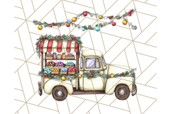 Vintage Christmas Truck Clipart PNG, Retro Holiday Vehicle Product Image 3