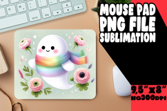 Playful Mouse Mat Sublimation PNG, Cute Ghost Product Image 1