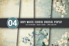 Airy White Floral Digital Paper Product Image 1
