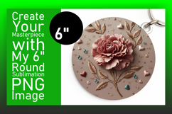 Dynamic Keychain Circle Design Artwork , 3D Flower Product Image 1