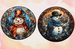 Snowman stained glass ,Christmas Clipart Product Image 3
