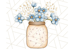 Flowers in Glass Jars PNG, Rustic Floral Watercolor Clipart Product Image 3