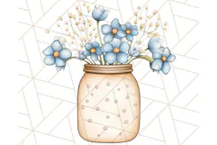 Flowers in Glass Jars PNG, Rustic Floral Watercolor Clipart Product Image 3