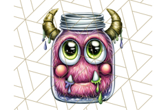 Halloween Monster Clipart PNG, Monsters in Jars, Spooky Png Product Image 3