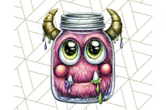 Halloween Monster Clipart PNG, Monsters in Jars, Spooky Png Product Image 3