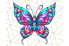 Stained Glass Hearts and Butterflies Clipart PNG Product Image 3