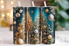 Merry Christmas Tree Tumbler Wrap | Christmas Wrap Product Image 1