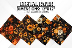 Halloween Flowers Digital Paper - Halloween Background Product Image 1
