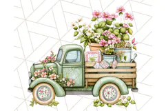 Floral Farm Truck Clipart, Cottagecore Country Truck Png Product Image 3