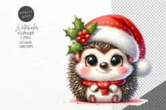 Christmas clipart, Hedgehog clipart, Winter clipart Product Image 1