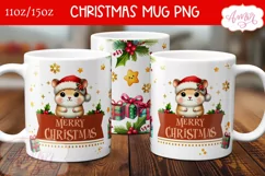 Merry Christmas mug wrap PNG, Hamster lover mug template Product Image 1