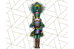 Peacock Christmas Clipart in Jewel Tones, Christmas Png Product Image 3