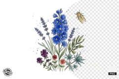 Summer Wildflowers &amp; Bird &amp; Insect Clipart - Houseplant PNG Product Image 1