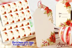Merry Christmas printable tags, poinsettia, holly, gift tags Product Image 1