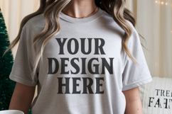 Comfort Colors 1717 Grey Christmas T-Shirt Mockup, Boho Product Image 1