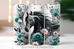 Floral Horse Tumbler Sublimation Design | 20oz Skinny Tumbl Product Image 1