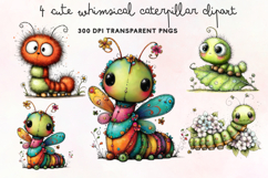Cute Whimsical Caterpillar Clipart PNG Product Image 1