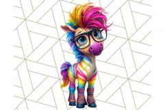 Funky Safari Animals PNG Clipart With Rainbow Hair, Cute Png Product Image 3