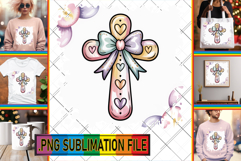 LUMINOUS Tote Bag Designs PNG, Cross and Bow Product Image 1