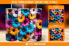 Cute Velvet Flower Tumbler Wrap Designs, Sublimation Wrap Product Image 1