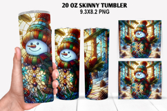 Snowman Skinny Tumbler 20oz Wrap Design, Christmas Tumbler Product Image 1