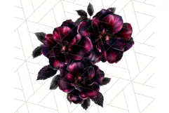 Gothic Floral PNG, Dark Aesthetic Flowers Clipart Print Product Image 3