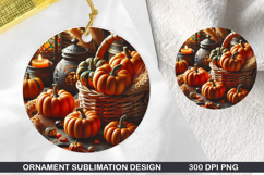 Pumpkin Stained Glass Ornament PNG, Digital Download File Product Image 1