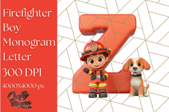 Firefighter Boy Letter Z Clipart | Fireman Alphabet PNG Product Image 1