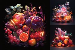 Fruits and vegetables on black background - printable images Product Image 3