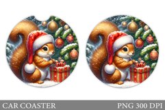 Cute Squirrel Car Coaster. Christmas Car Coaster Design Product Image 1