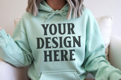 Dark Heather Gildan 18500 Hoodie Sweatshirt Mockup, Unisex H Product Image 1