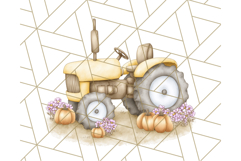 Fall Tractor Clipart PNG, Vintage Tractors With Pumpkins Product Image 3