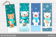 Christmas Bear Bookmark. Christmas Bookmark Sublimation Product Image 1