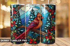 Stained Glass Christmas Cardinal Bird PNG Tumbler Design Product Image 1
