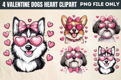 Valentine Dogs Heart Clipart PNG Product Image 1