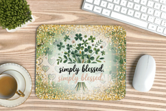 Simply Blessed Shamrock Floral Mouse Pad PNG Sublimation Des Product Image 1