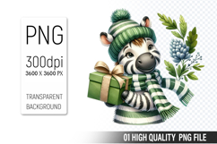 Watercolor Christmas Animals Clipart PNG Bundle, 25 Designs Product Image 3
